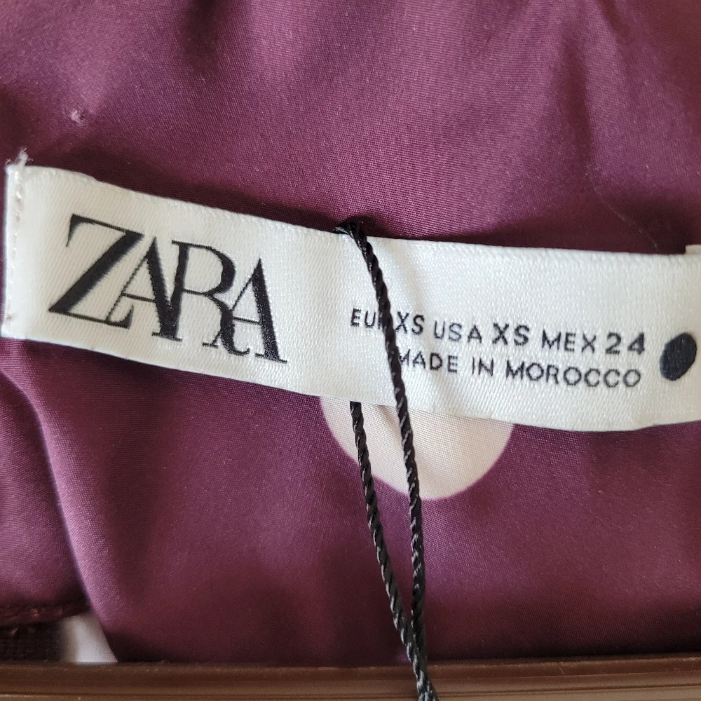 Xs - Zara - Taffeta purple white polka dot blouse - Picture 6 of 7